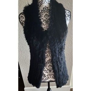 Metric Knits Real Fur Vest Sweater Vest Black Dyed Rabbit Fur Small S Sm Pretty!